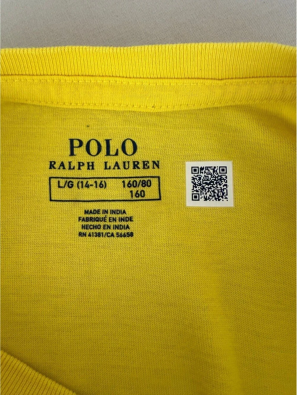 Polo Ralph Lauren Boys Yellow Long Sleeve Cotton T-Shirt Pony Logo Size L 14-16